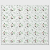 Lucky Flamingo Green Shamrock Cadeaupapier (Vlak)