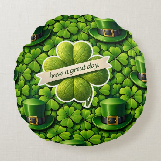 Lucky for leaf clover Saint Patrick's Day Patrick' Rond Kussen (Voorkant)