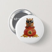 Lucky Fortune Bag Capybara Chinese New Year Button (Voorkant /achterkant)