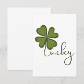 Lucky Four Leaf Clover Bedankkaart (Voorkant / Achterkant)