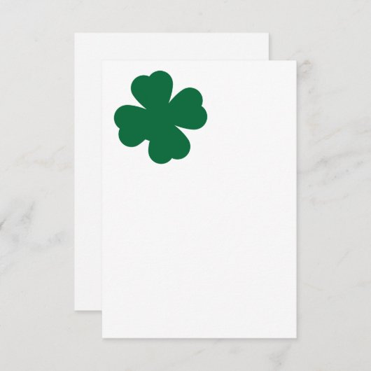 Lucky Four Leaf Clover Bedankkaart (Voorkant / Achterkant)