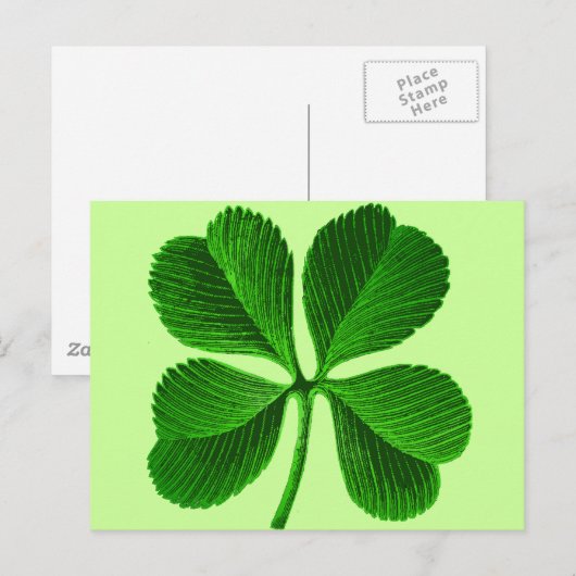 Lucky Four Leaf Clover Briefkaart (Voorkant / Achterkant)