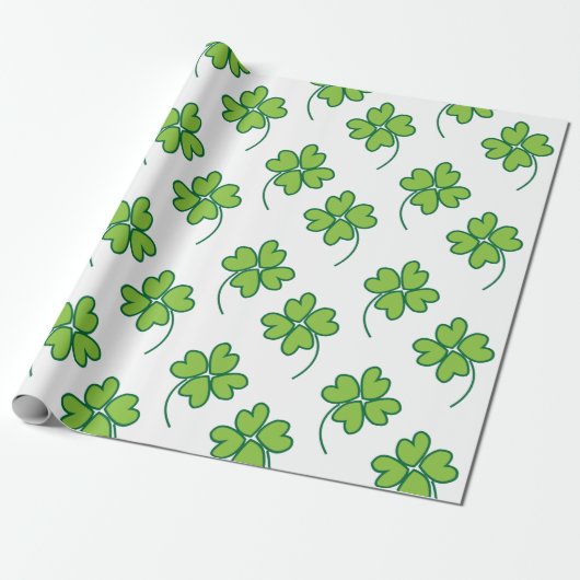 Lucky Four Leaf Clover Cadeaupapier (Uitgerold)
