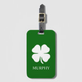 Lucky Four Leaf Clover Green Irish gepersonaliseer Bagagelabel (Voorkant (verticaal))