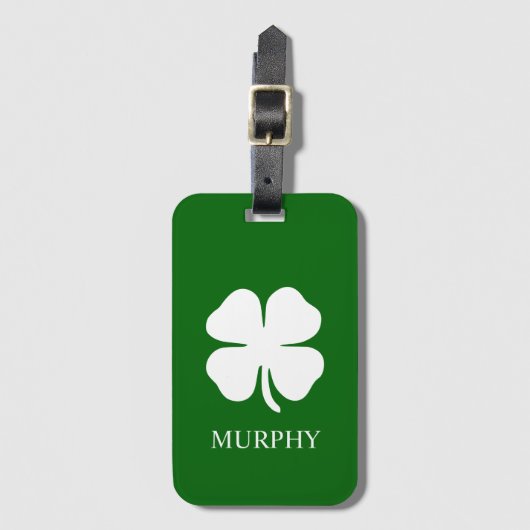 Lucky Four Leaf Clover Green Irish gepersonaliseer Bagagelabel (Voorkant (verticaal))