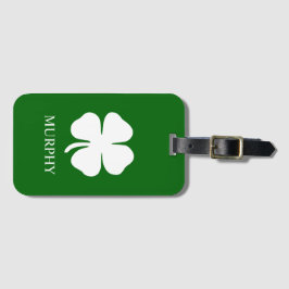 Lucky Four Leaf Clover Green Irish gepersonaliseer Bagagelabel