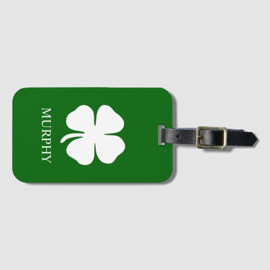 Lucky Four Leaf Clover Green Irish gepersonaliseer Bagagelabel (Voorkant (horizontaal))