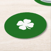 Lucky Four Leaf Clover Green Irish Shamrock Custom Ronde Kartonnen Onderzetter (Gebogen)