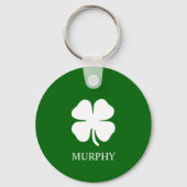 Lucky Four Leaf Clover Green Irish Shamrock Custom Sleutelhanger (Achterkant)