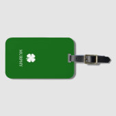 Lucky Four Leaf Clover Green Irish St Patrick's Bagagelabel (Voorkant (horizontaal))