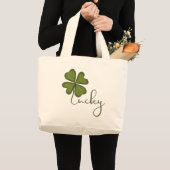 Lucky Four Leaf Clover Grote Tote Bag (Voorkant (product))