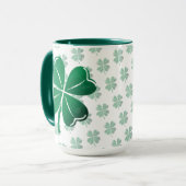 Lucky Four Leaf Clover Ierse Klaverpatroon Golf Mok (Voorkant links)