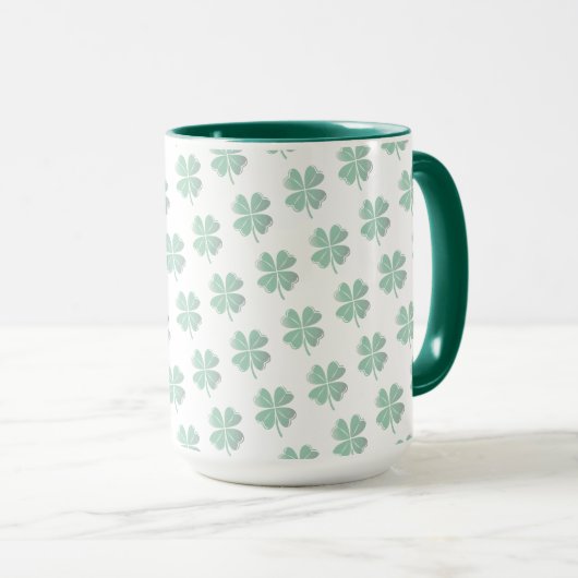 Lucky Four Leaf Clover Irish Shamrock Pattern Golf Mok (Voorkant rechts)
