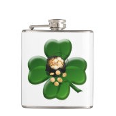 Lucky Four Leaf Clover met Pot Of Gold Heupfles (Voorkant)