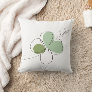 Lucky Four Leaf Clover Minimalist Line Art Kussen