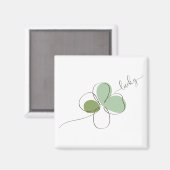 Lucky Four Leaf Clover Minimalist Line Art Magneet (Voorkant / Achterkant)