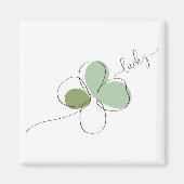 Lucky Four Leaf Clover Minimalist Line Art Magneet (Voorkant)