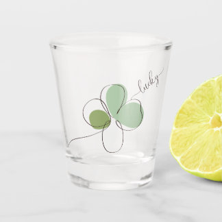 Lucky Four Leaf Clover Minimalist Line Art Shot Glas