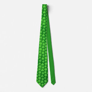 Lucky Four Leaf Clover Pattern Green Irish Stropdas