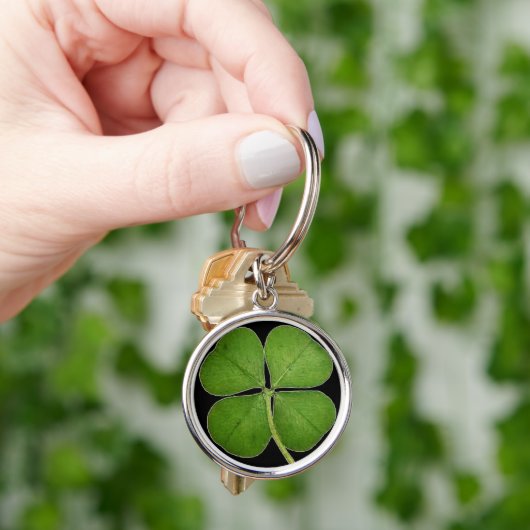 Lucky Four Leaf Clover Pattern Sleutelhanger (Hand)