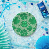 Lucky Four Leaf Clover Pattern voor Saint Patricks Papieren Bordje (Feest)