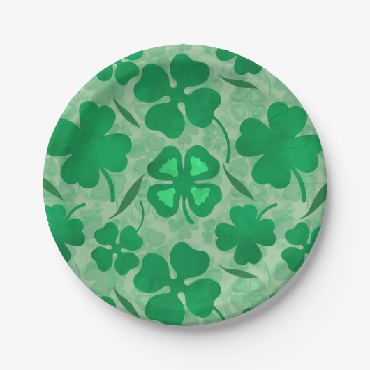 Lucky Four Leaf Clover Pattern voor Saint Patricks Papieren Bordje (Voorkant)