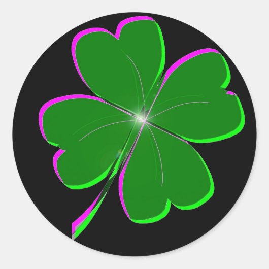 Lucky Four Leaf Clover Ronde Sticker (Voorkant)