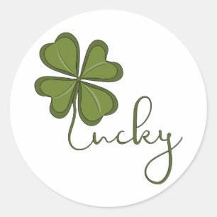 Lucky Four Leaf Clover Ronde Sticker