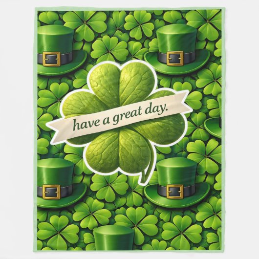 Lucky four leaf clover Saint Patrick's Day Patrick Fleece Deken (Voorkant)
