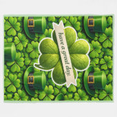 Lucky four leaf clover Saint Patrick's Day Patrick Fleece Deken (Voorkant (Horizontaal))