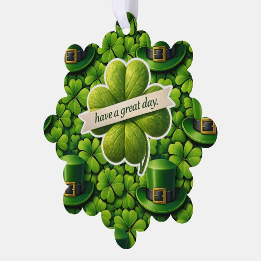 Lucky four leaf clover Saint Patrick's Day Patrick Ornament Kaart (Links)