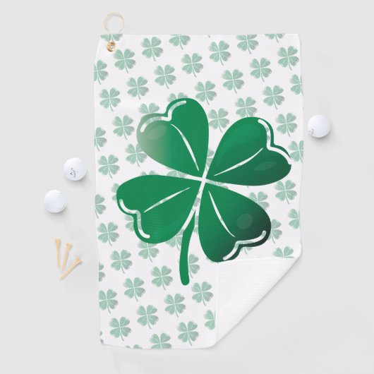 Lucky Four Leaf Clover Shamrock Green Pattern Golfhanddoek (Insitu)