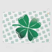 Lucky Four Leaf Clover Shamrock Green Pattern Golfhanddoek (Horizontaal)