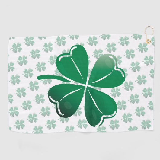 Lucky Four Leaf Clover Shamrock Green Pattern Golfhanddoek (Horizontaal)