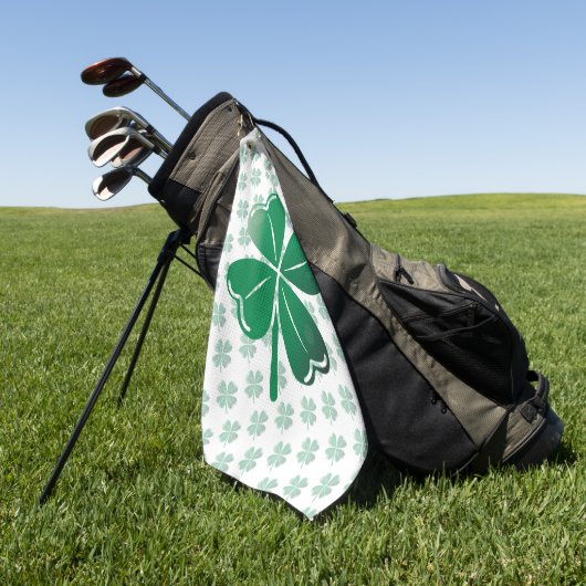 Lucky Four Leaf Clover Shamrock Green Pattern Golfhanddoek (Groen)