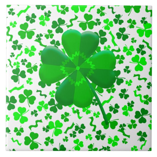 Lucky Four Leaf Clover Shamrocks Confetti Tegeltje (Voorkant)