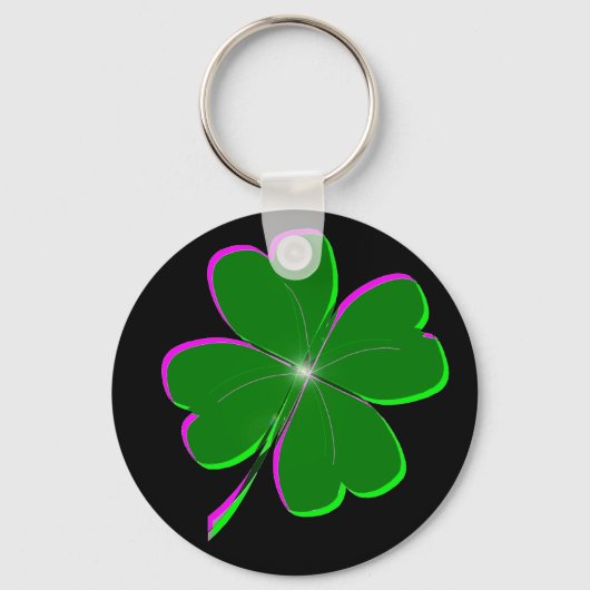 Lucky Four Leaf Clover Sleutelhanger (Voorkant)