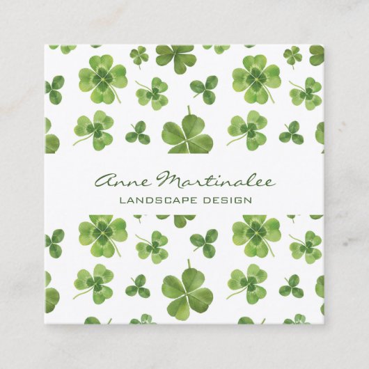 Lucky Four Leaf Clover Square Visitekaartje (Voorkant)