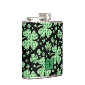 Lucky Four Leaf Clover St. Patrick Gift Monogram Heupfles (Rechts)