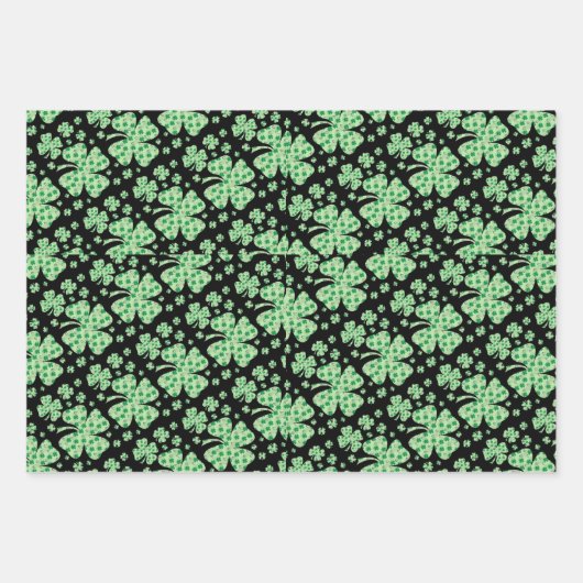 Lucky Four Leaf Clover St. Patrick Irish Inpakpapier Vel (Voorkant)
