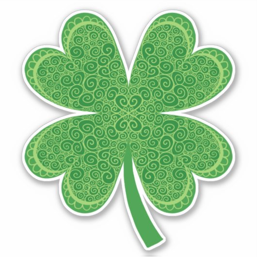 Lucky Four Leaf Clover St Patrick's Day Sticker (Voorkant)