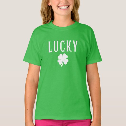 Lucky Four Leaf Clover St Patrick's Day T-shirt (Voorkant)