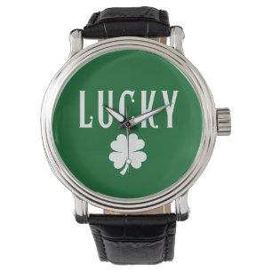 Lucky Four Leaf Clover St Patrick's  Horloge