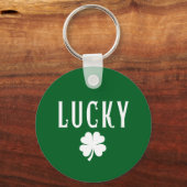 Lucky Four Leaf Clover St Patrick's  Sleutelhanger (Voorkant)