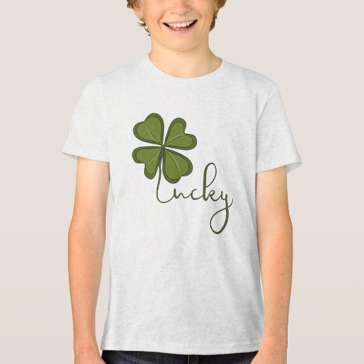 Lucky Four Leaf Clover Tri-Blend Shirt (Voorkant)