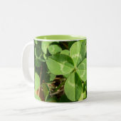 Lucky Four Leaf Clover Tweekleurige Koffiemok (Voorkant links)