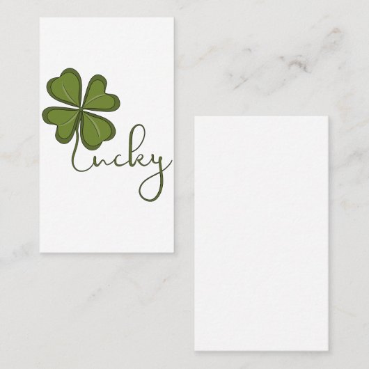 Lucky Four Leaf Clover Visitekaartje (Voorkant / Achterkant)