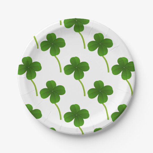 Lucky Four Leaf Clovers Papieren Bordje (Voorkant)