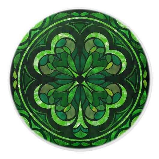 Lucky Four-leaf klaver luxe Keramische Knop (Voorkant)