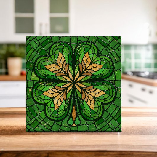 Lucky Four-leaf klaver - Mozaïek kunst Tegeltje